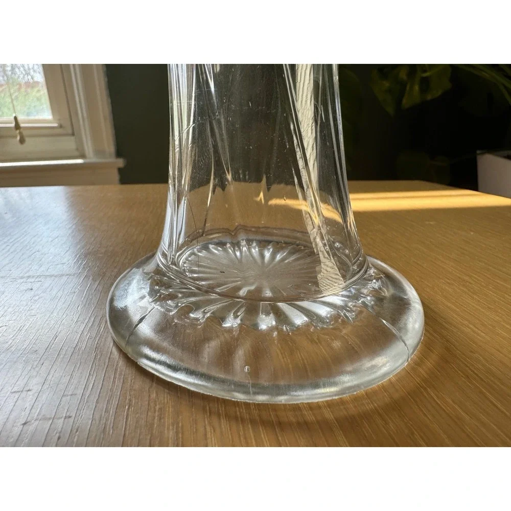 1900s VTG Dugan Swung Vase Glass Clear 8 Twisted Ribs Spiralex Elegant